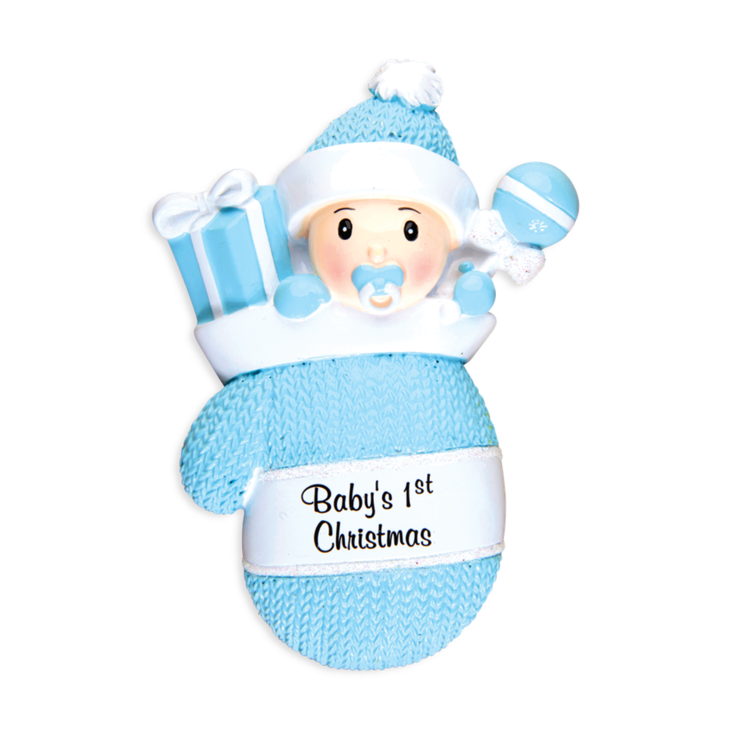 Baby Boy in Mitten Christmas Ornament