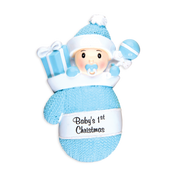 Baby Boy in Mitten Christmas Ornament