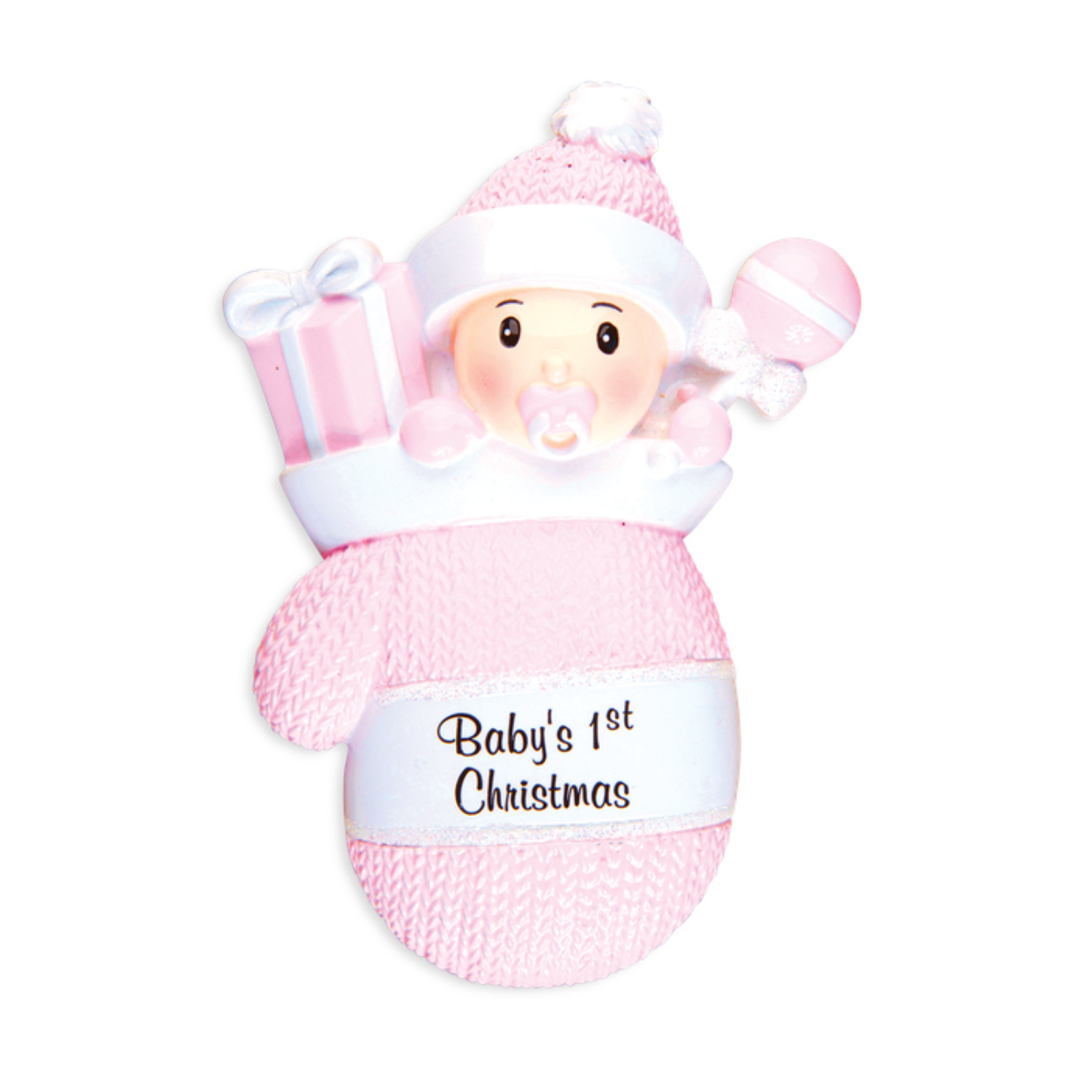 Baby Girl In Mitten Personalized Christmas Ornament
