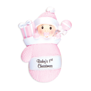 Baby Girl In Mitten Personalized Christmas Ornament