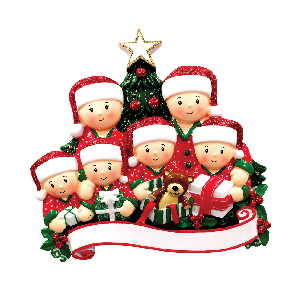Opening Presents (family of 6) Personalized Ornament