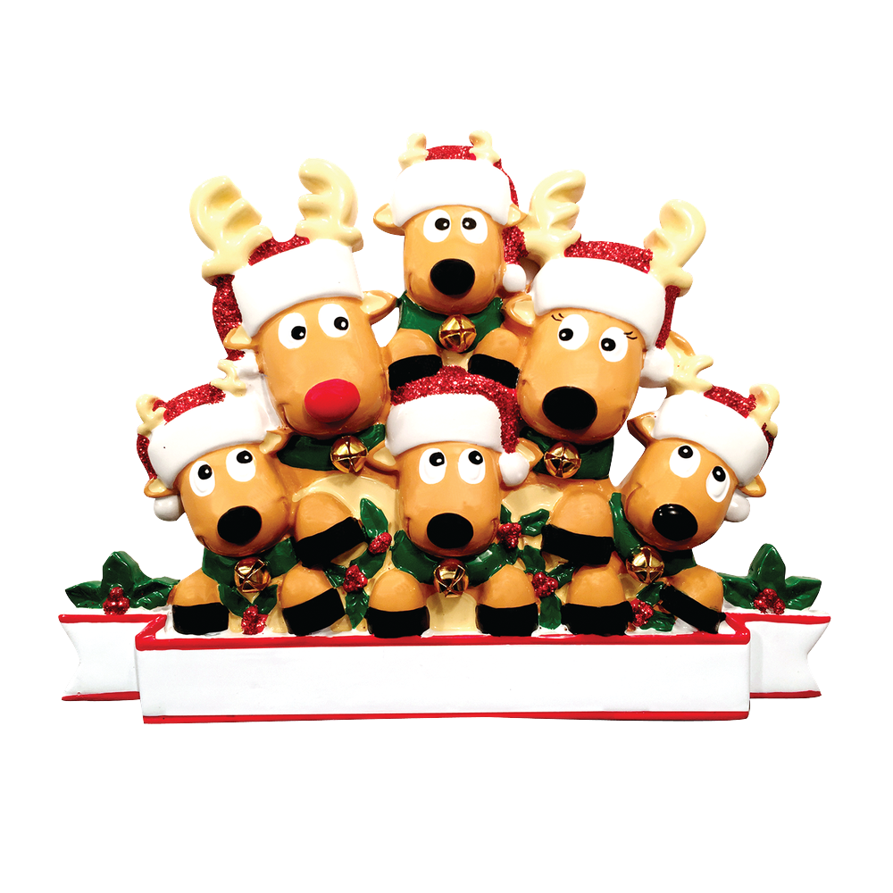 New Reindeer (family of 6) Personalized Ornament