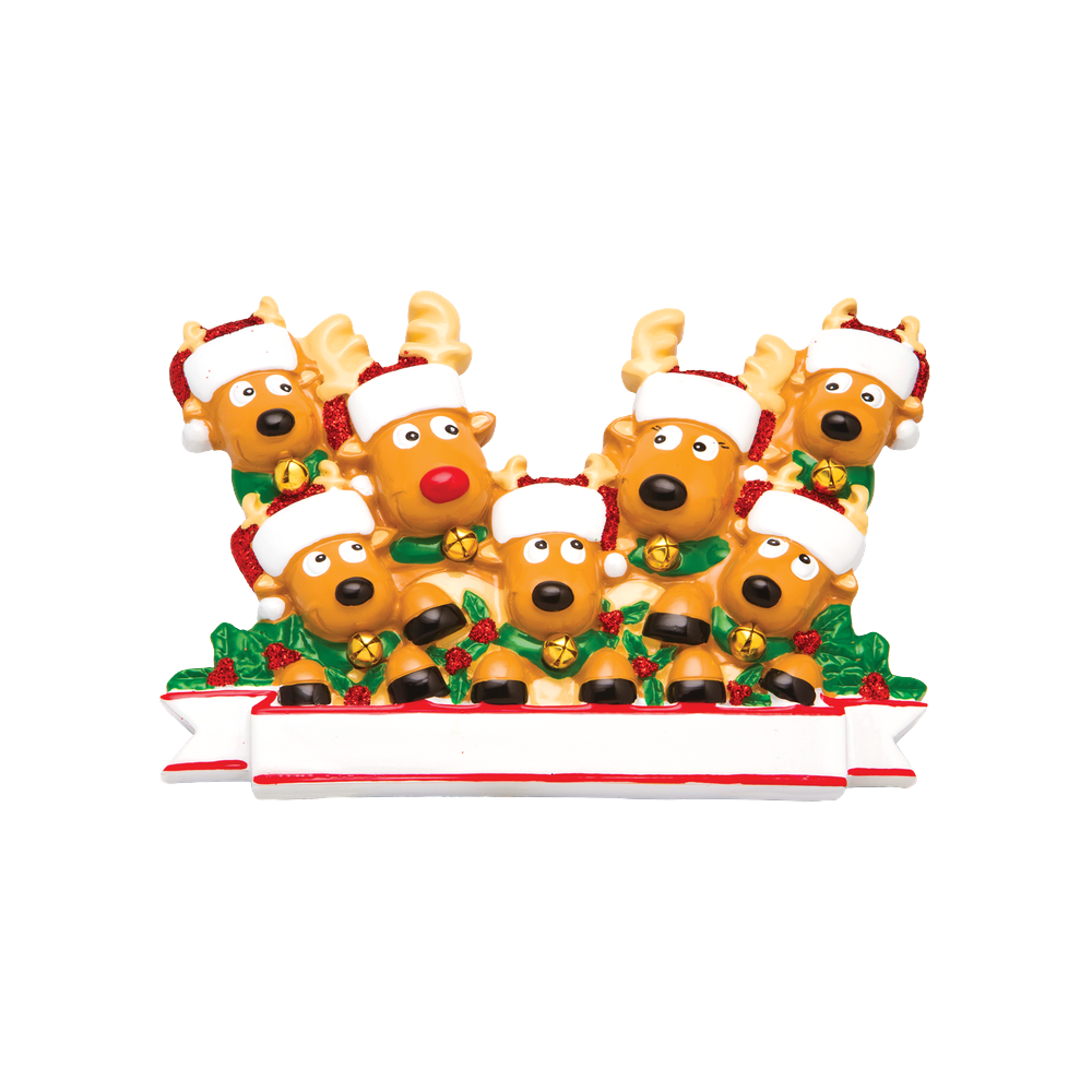 New Reindeer (family of 7) Personalized Ornament