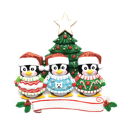 Ugly Sweater Family of 3 Personalized Christmas Ornament