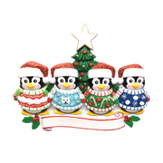 Ugly Sweater Family of 4 Personalized Christmas Ornament