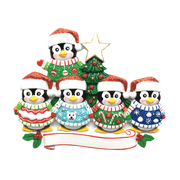 Ugly Sweater Family of 5 Personalized Christmas Ornament