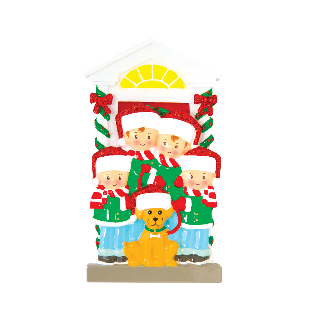 Family of 4 with Dog Personalized Ornament