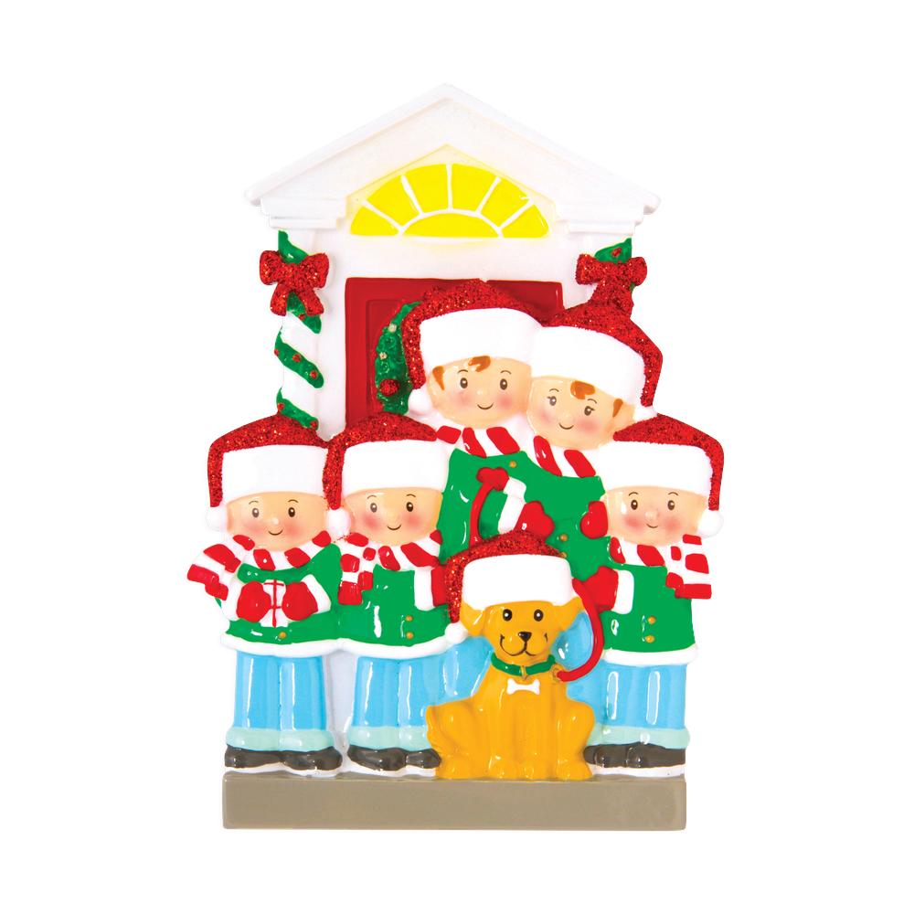Family of 5 with Dog Personalized Ornament