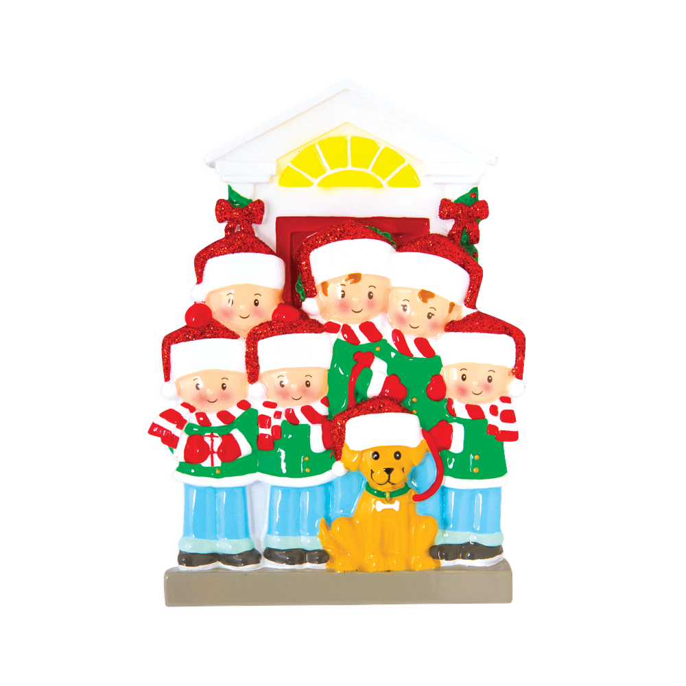 Family of 6 with Dog Personalized Ornament