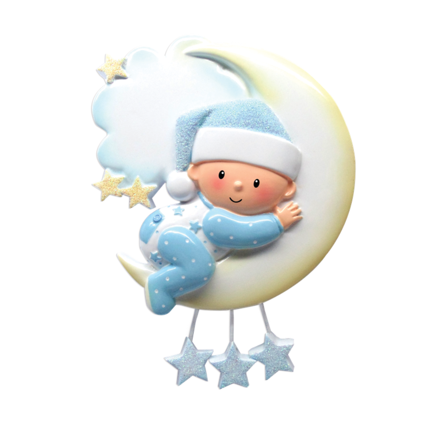 Baby On Moon Boy Personalized Christmas Ornament