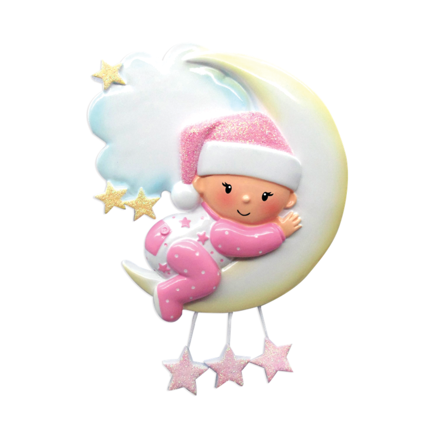 Baby On Moon (Girl) Personalized Christmas Ornament