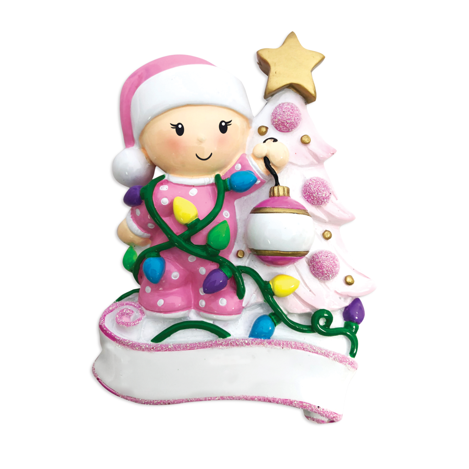Baby Decorating A Tree (Pink)