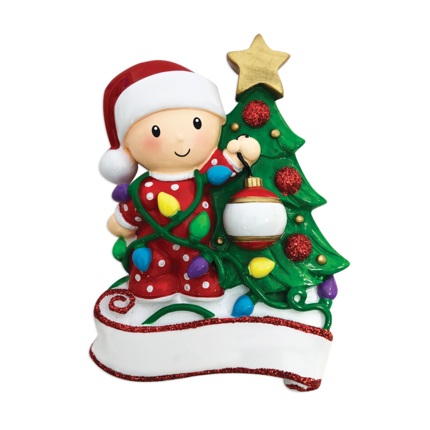 Baby Decorating A Tree (Red & Green)