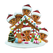 Gingerbread House Family of 5 Personalized Ornament