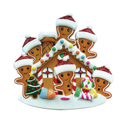 Gingerbread House Family of 6 Personalized Ornament