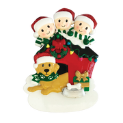 Family of 3 with Dog Personalized Ornament