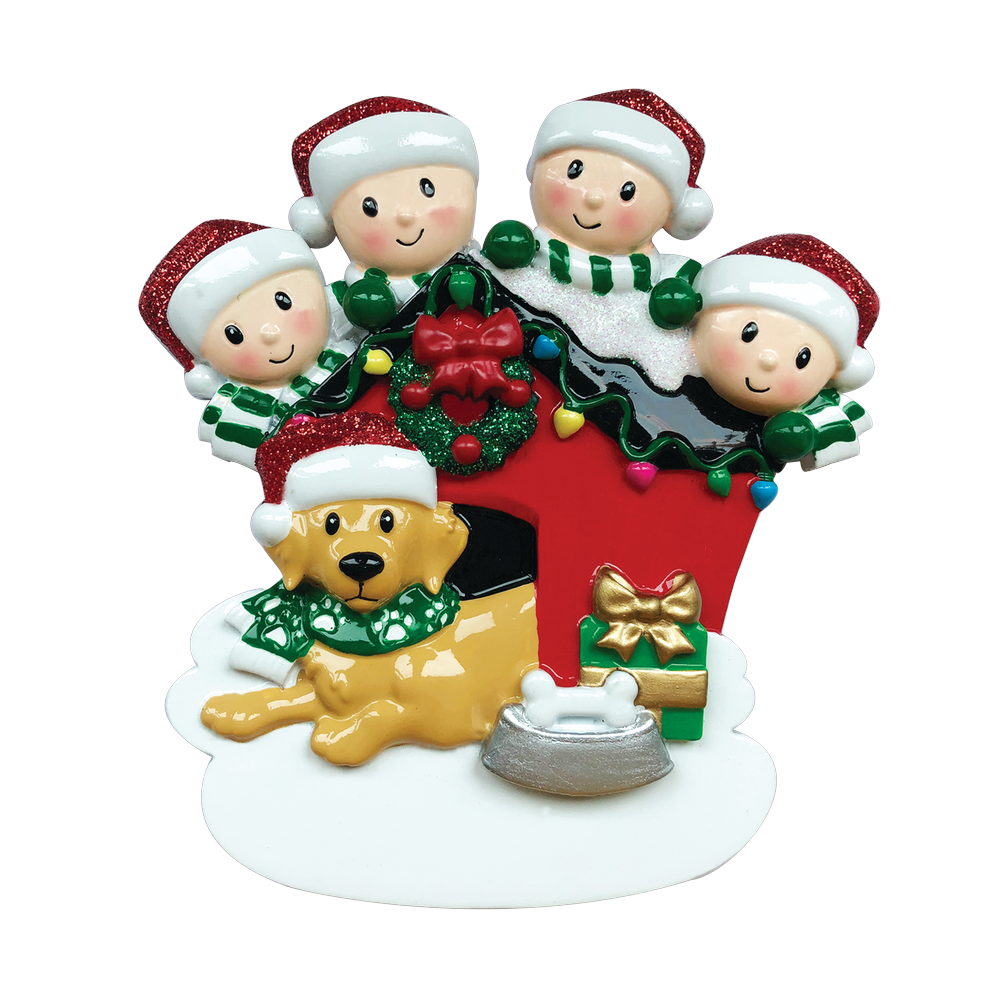 Family of 4 with Dog Personalized Ornament