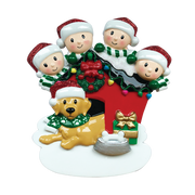 Family of 4 with Dog Personalized Ornament