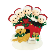 Family of 5 with Dog Personalized Ornament