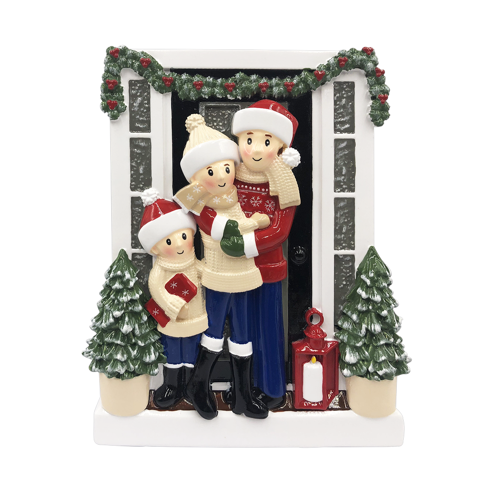 Farm House Family of 3 Personalized Ornament