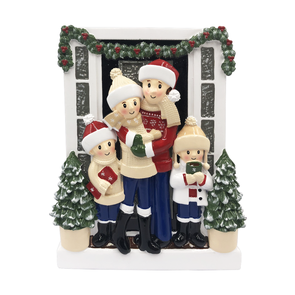 Farm House Family of 4 Personalized Ornament