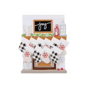 Fireplace Mantle Family of 10 Personalized Ornament