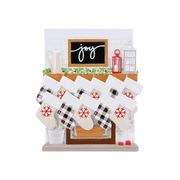 Fireplace Mantle Family of 11 Personalized Ornament