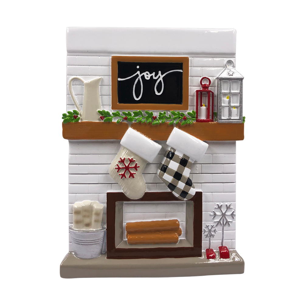 Fireplace Mantle Family of 2 Personalized Ornament