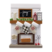 Fireplace Mantle Family of 3 Personalized Ornament