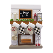 Fireplace Mantle Family of 4 Personalized Ornament