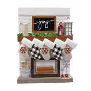 Fireplace Mantle Family of 5 Personalized Ornament