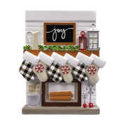 Fireplace Mantle Family of 6 Personalized Ornament