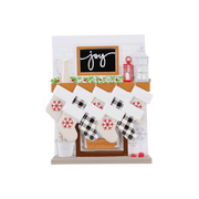 Fireplace Mantle Family of 9 Personalized Ornament