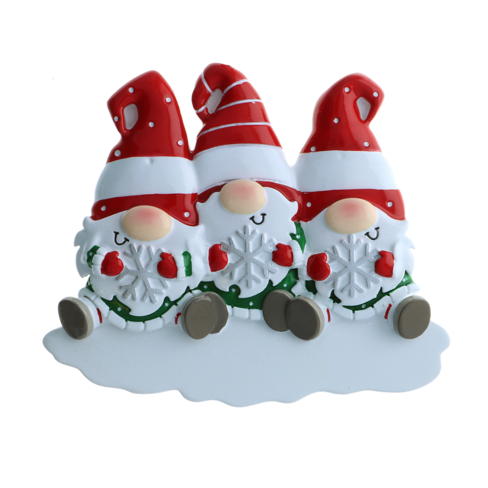 Gnome Family of 3 Personalized Ornament