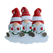 Gnome Family of 3 Personalized Ornament