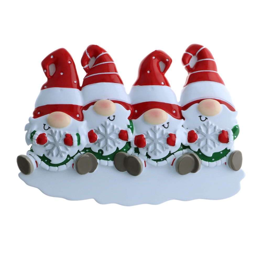 Gnome Family of 4 Personalized Ornament