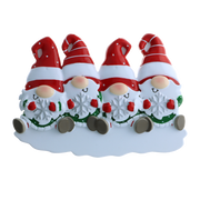 Gnome Family of 4 Personalized Ornament
