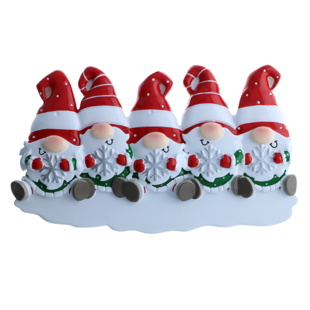 Gnome Family of 5 Personalized Ornament