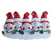 Gnome Family of 5 Personalized Ornament
