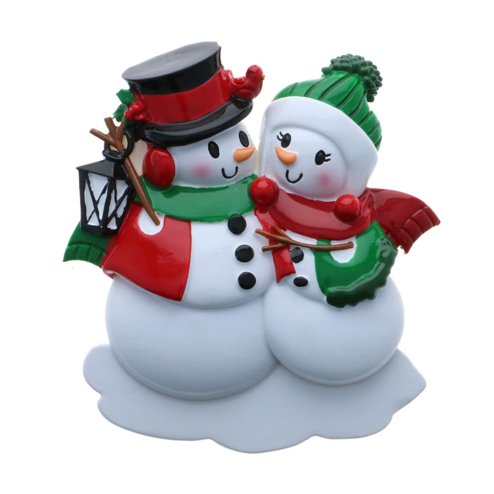 Snowman Family of 2 Personalized Ornament