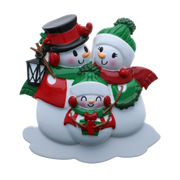 Snowman Family of 3 Personalized Ornament