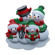 Snowman Family of 4 Personalized Ornament