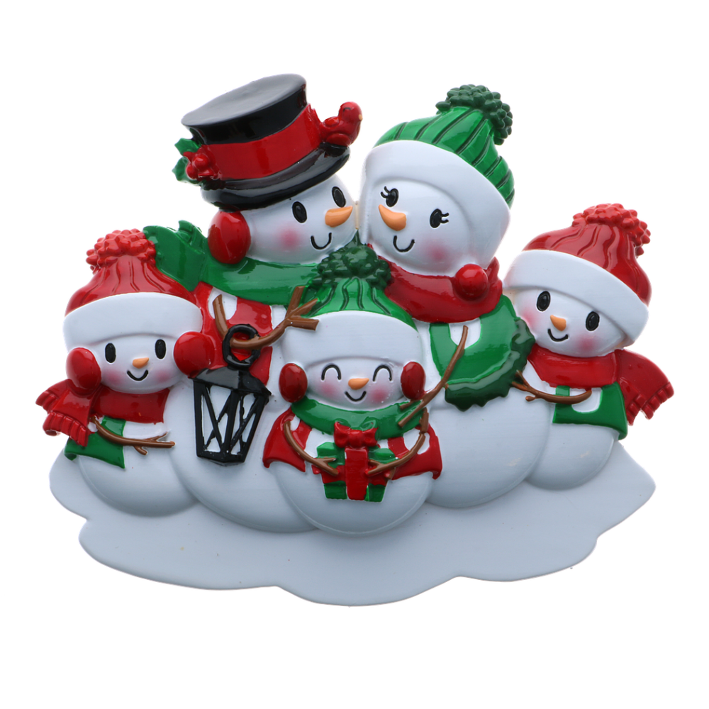 Snowman Family of 5 Personalized Ornament