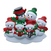 Snowman Family of 6 Personalized Ornament