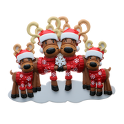 Mr. & Mrs. Reindeer Family of 4 Personalized Ornament