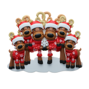 Mr. & Mrs. Reindeer Family of 6 Personalized Ornament