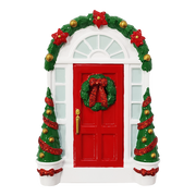 Red Door w/Wreath Personalized Christmas Ornament