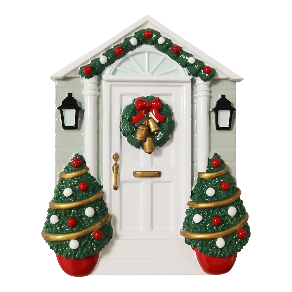 White Door w/Wreath Personalized Christmas Ornament