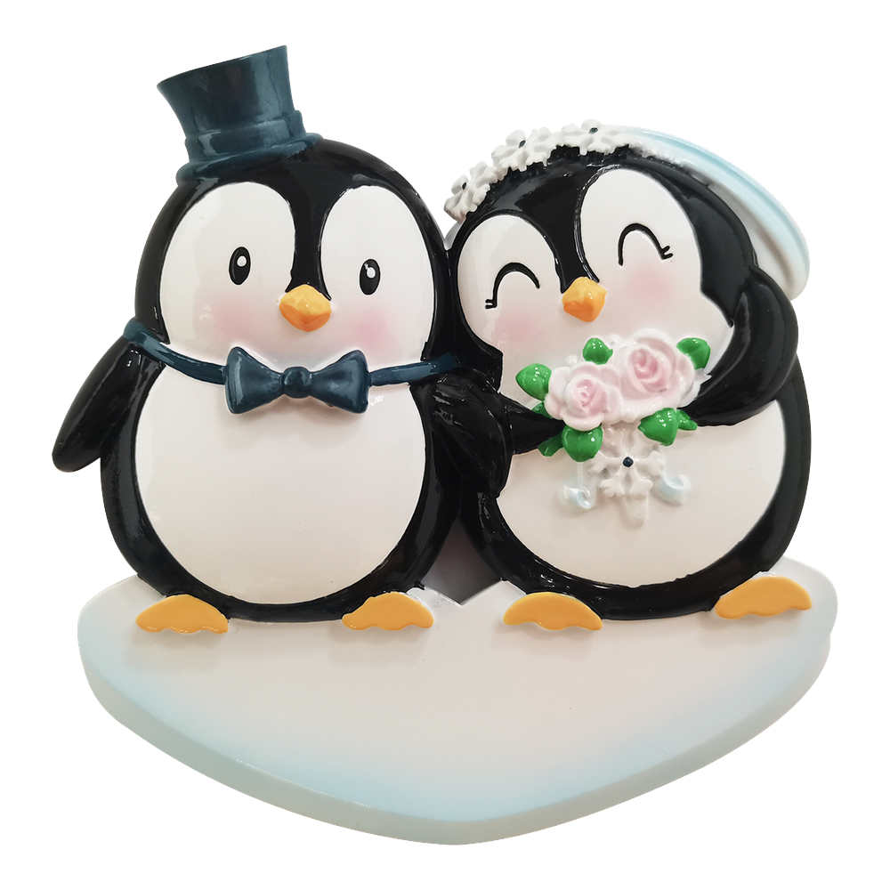 Wedding Penguins Personalized Christmas Ornament