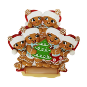 Nostalgic Gingerbread Family of 6 Personalized Ornament